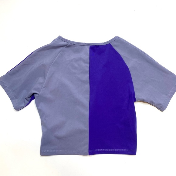 Gymshark Asymmetric Crop Top Steel Blue Indigo Purple Short Sleeve Size Medium - Picture 9 of 9